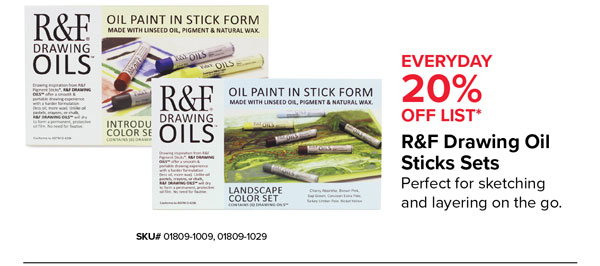 R&F Drawing Oil Stick Sets Everyday 20% Off List*