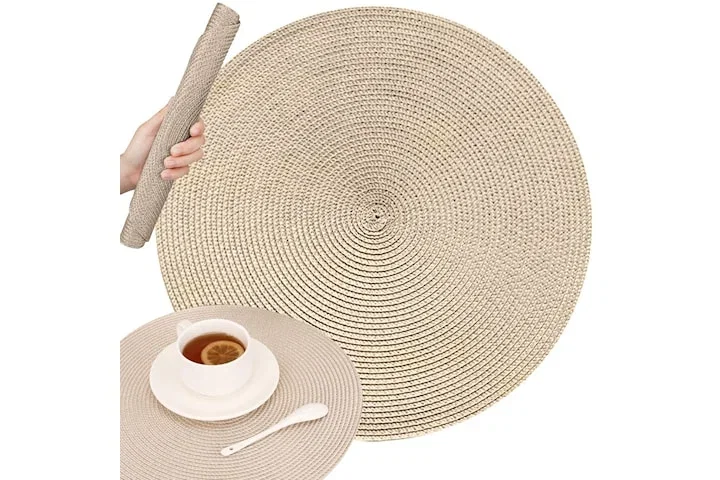 Rund bordstablett i flätad design