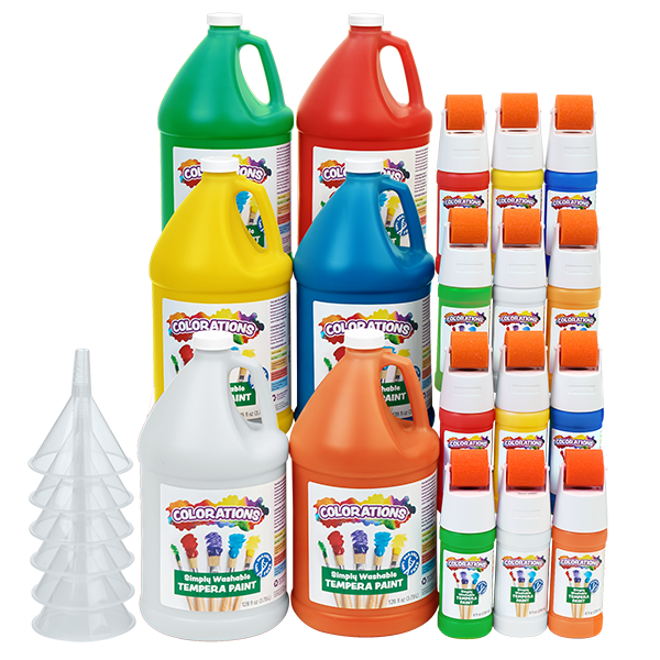 Colorations® Simply Washable Tempera Paint Gallon & Roll Set - 6 Colors