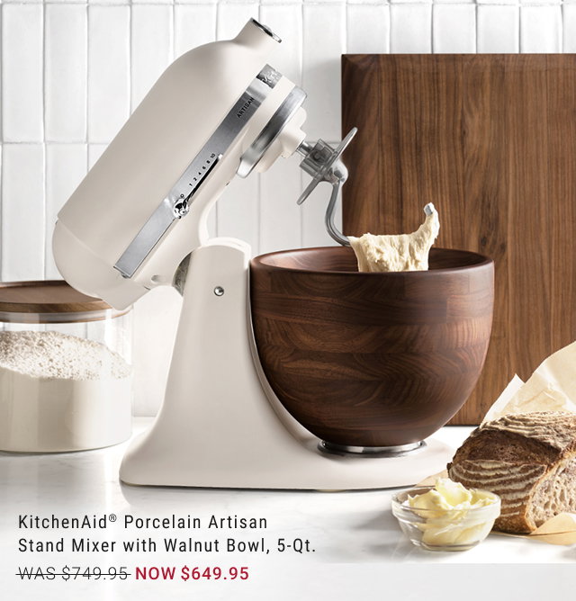 KitchenAid® Porcelain Artisan Stand Mixer with Walnut Bowl, 5-qt. - WAS $749.95 - NOW $649.95