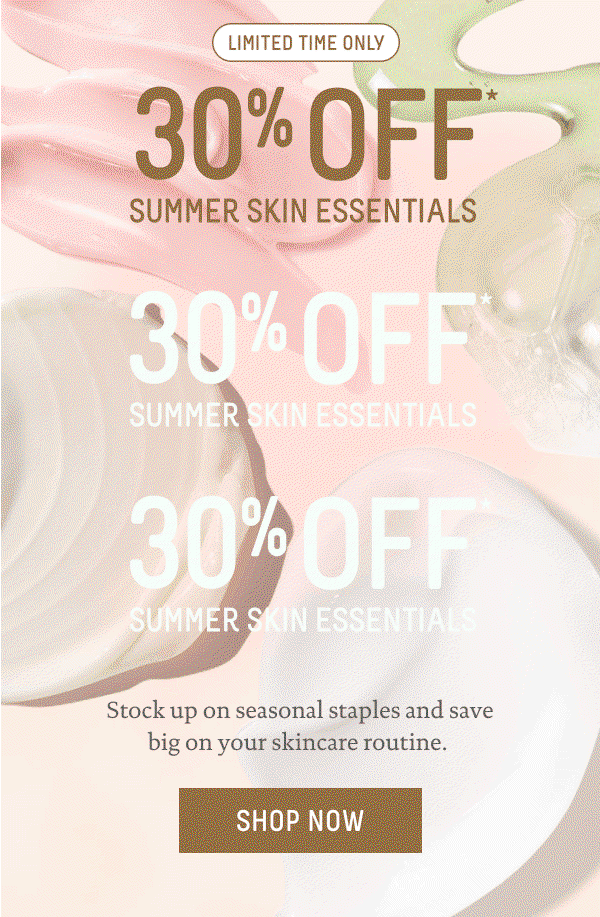 30% off summer skin essentials