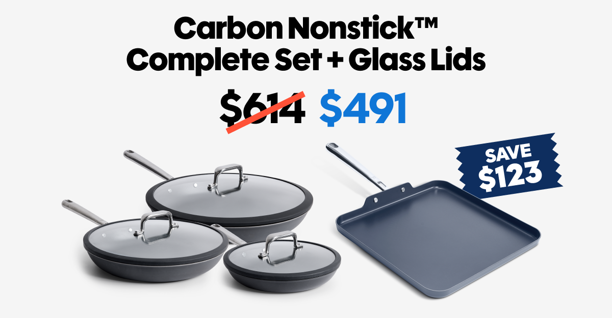 Carbon nonstick complete set + glass lids