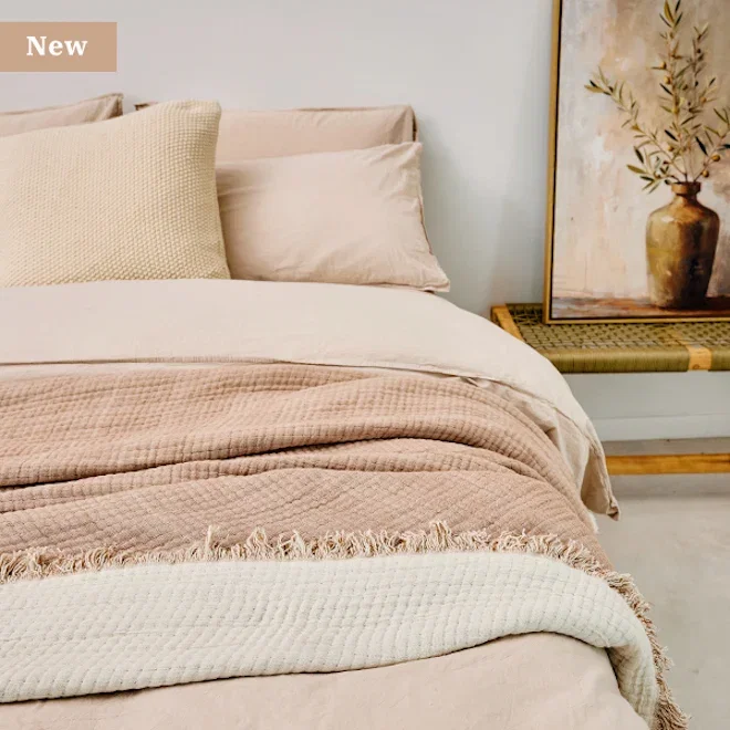 Thread Office Sand Beige Washed Cotton Duvet Cover Set