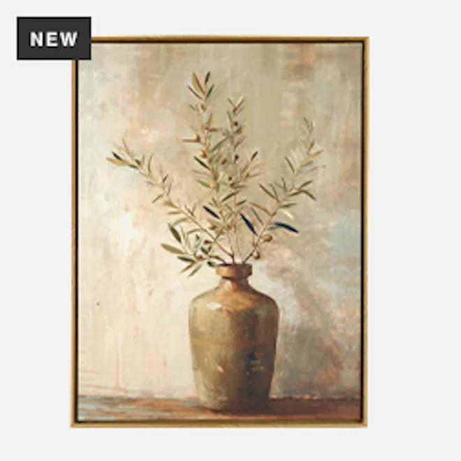 Humble & Mash Framed Portrait Olive Branch Canvas Wall Art, 80cm x 60cm