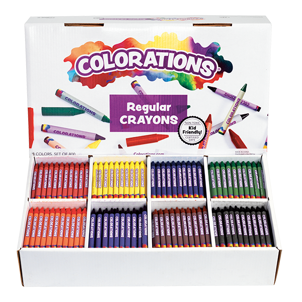Colorations® Regular Crayons - 8 Colors, Value Pack -Set of 800