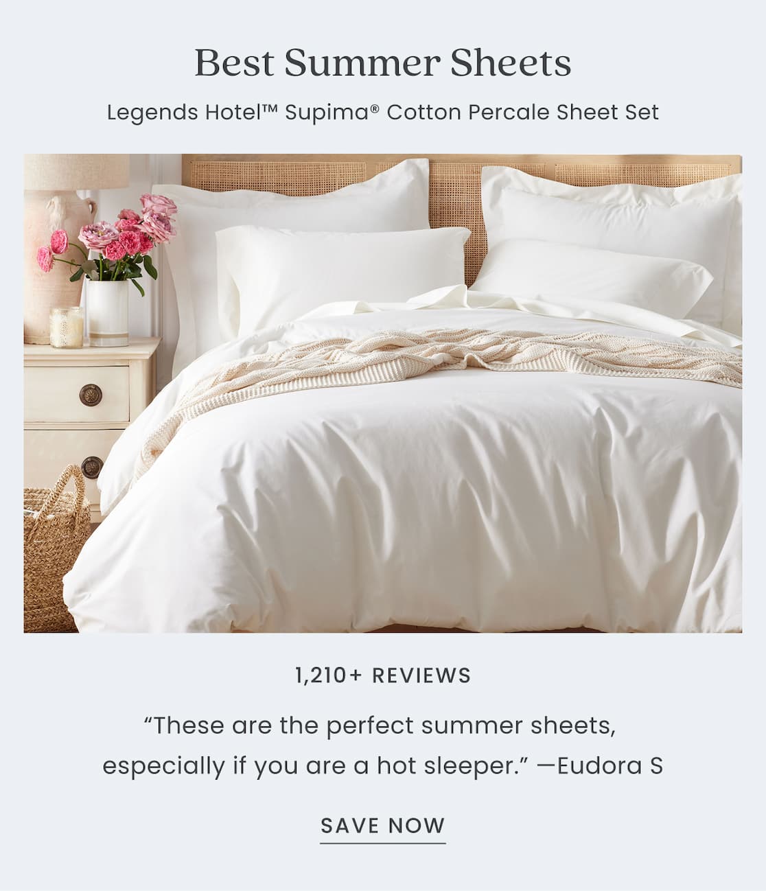 Premium Cool Supima® Cotton Percale Bed Sheet 