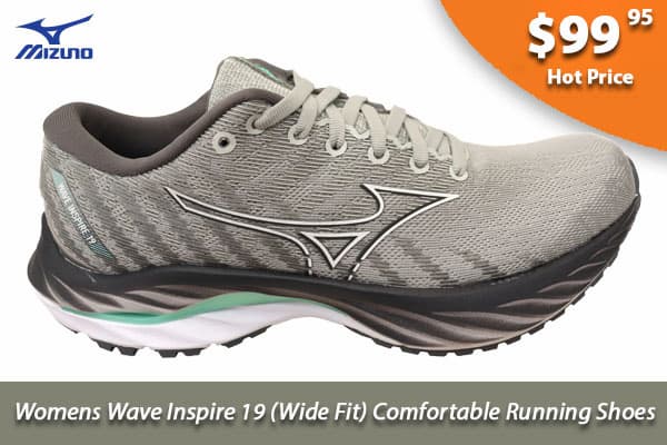 Mizuno Womens Wave Inspire 19 Wide Fit Comfortable Running Shoes