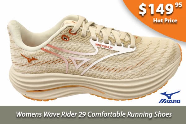 Mizuno Womens Wave Rider 29 Comfortable Running Shoes Summer Sand