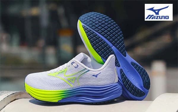 Mizuno Mens Wave Rider 29 Running Shoes White Estate Blue