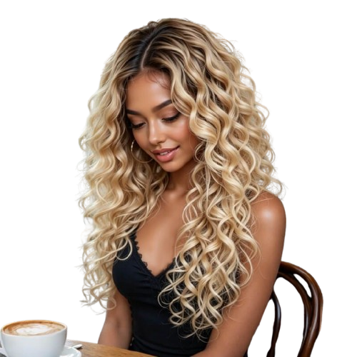 Ombre Honey Blonde Loose Deep Curly Lace Front Human Hair Wigs
