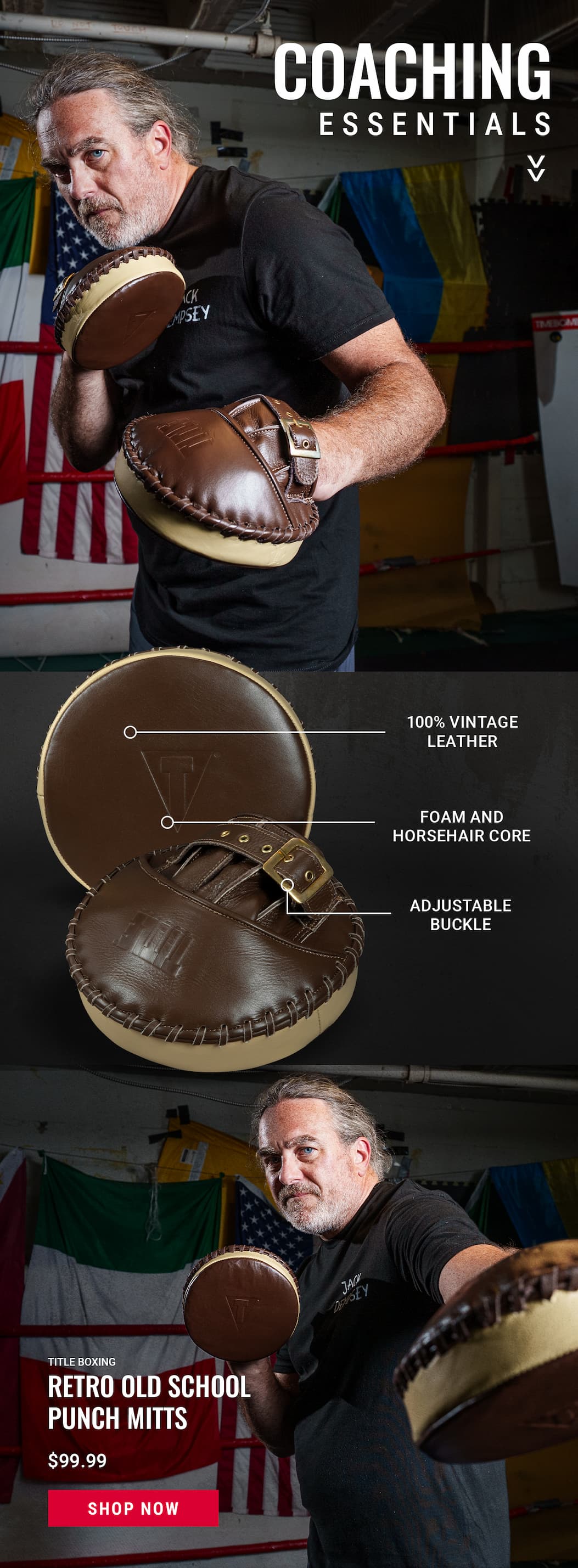 SHOP COACHING ESSENTIALS LIKE TITLE BOXING RETRO OLD SCHOOL PUNCH MITTS