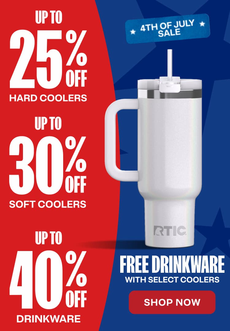 Up to 40% off select items - Free drinkware with select coolers