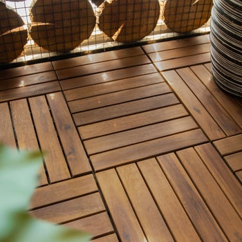 Nordic Wood FSC Acacia Modular Wood Tiles, 40-pack