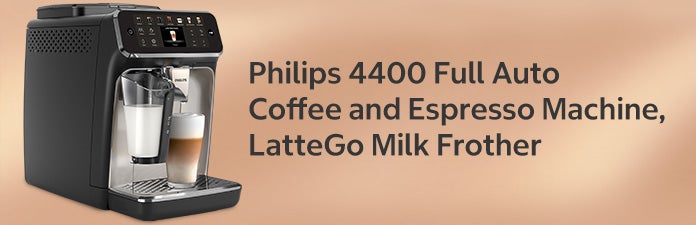 Philips 4400 Full Auto Coffee and Espresso Machine, LatteGo Milk Frother,