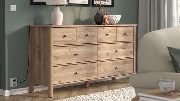 The STOREMOLLA 8-drawer dresser in gray-brown stained