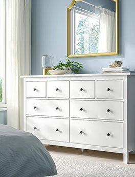 The HEMNES 8-drawer dresser in white stain
