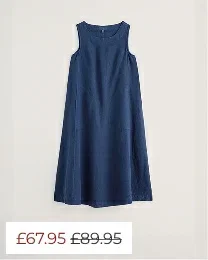 Cresting Waves Sleeveless Linen Dress