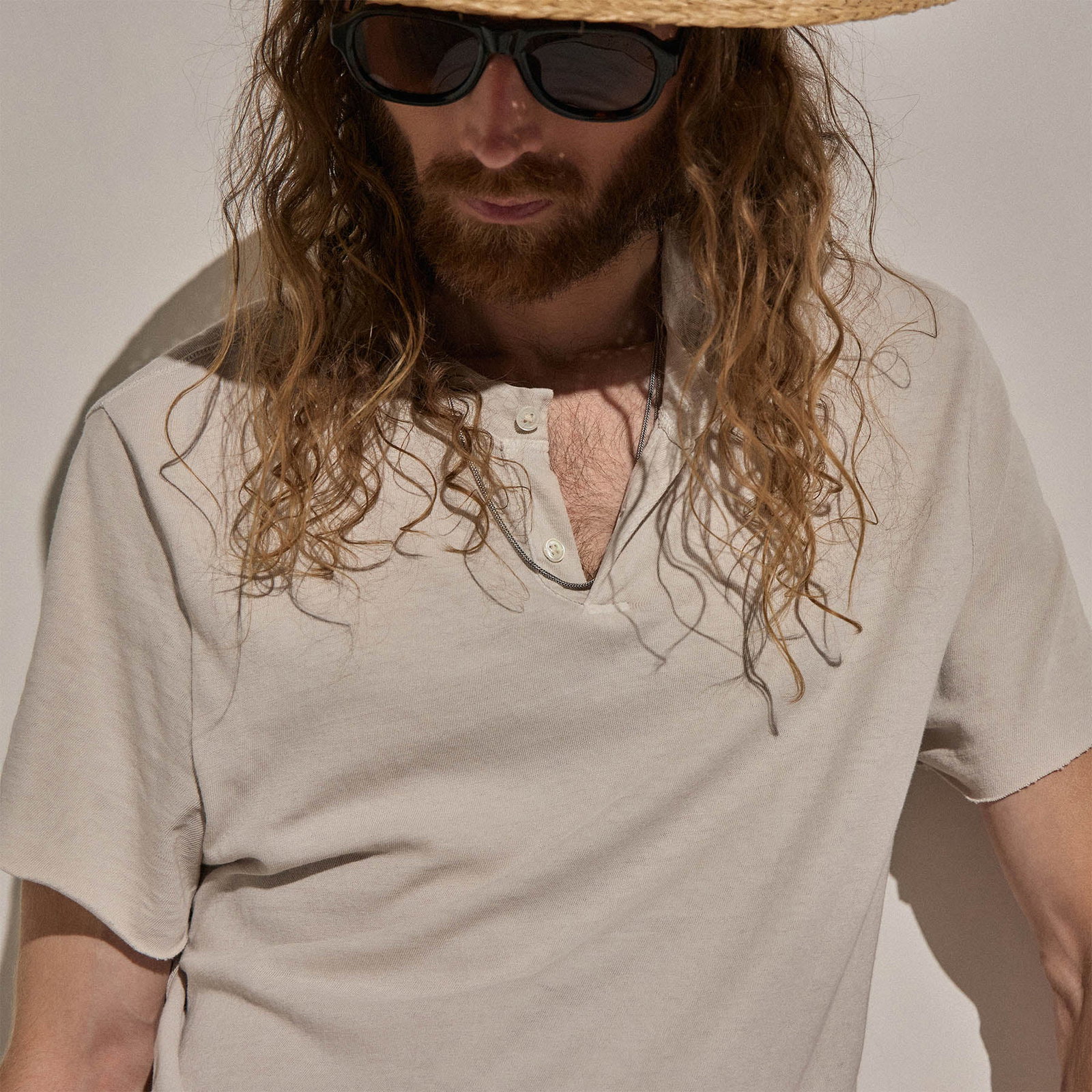 Image of Slub Jersey Short Sleeve Henley - Pearl Pigment