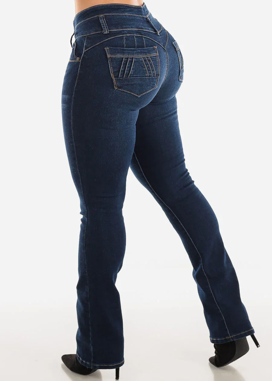 Image of MX JEANS Butt Lifting Mid Rise Dark Wash Bootcut Jeans
