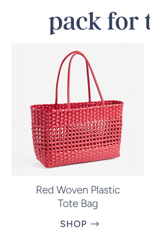 Red Woven Plastic Tote Bag