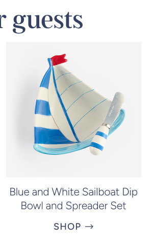 Blue and White Sailboat Dip Bowl and Spreader Set