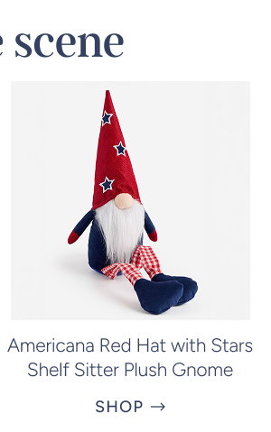 Americana Red Hat with Stars Shelf Sitter Plush Gnome