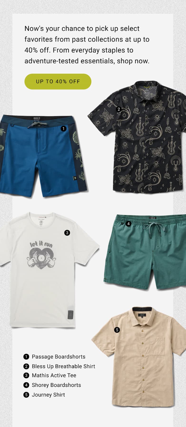 Now's your chance to pick up select favorties from past collections at up to 40% off.