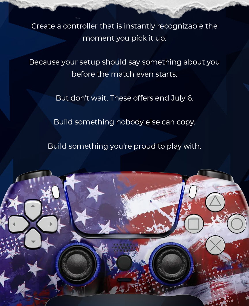 moddedzone | Create a controller that is instantly recognizable the moment you pick it up. Because your setup should say something about you before the match even starts. But don't wait. These offers end July 6. Build something nobody else can copy. Build something you're proud to play with.