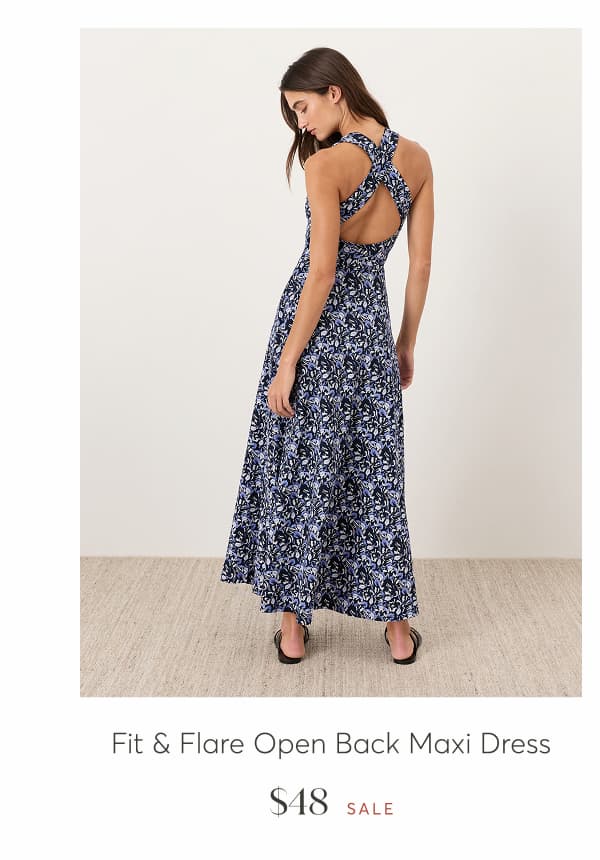 Fit and Flare Open Bac Maxi Dress