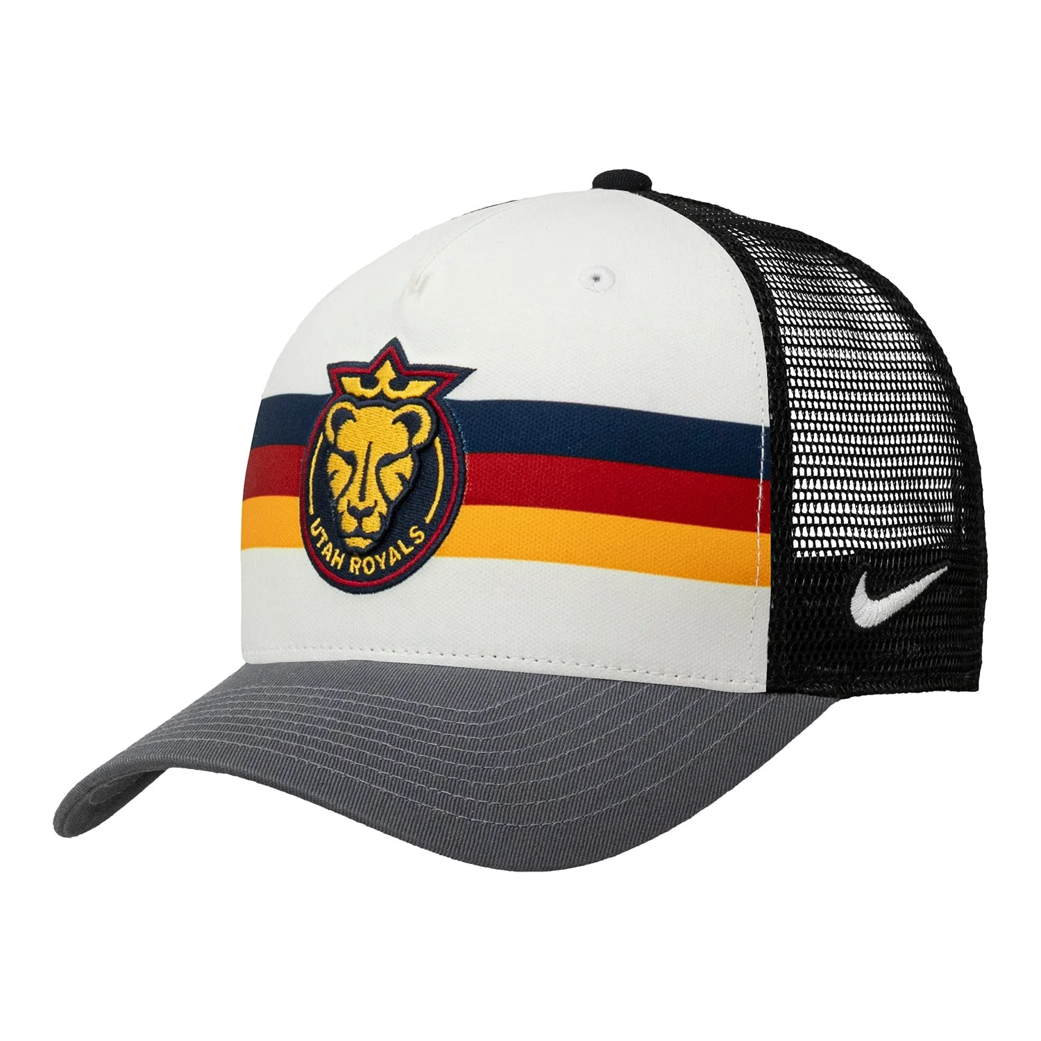 Image of Unisex Utah Royals Nike Grey Striped Trucker Hat