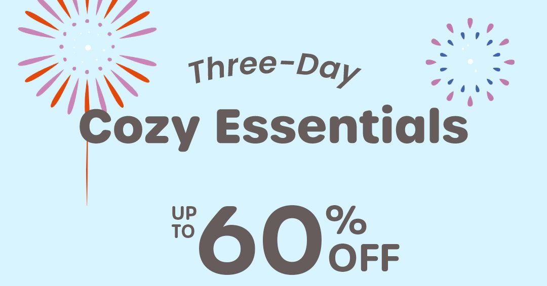 three-day cozy essentials up to 60% off