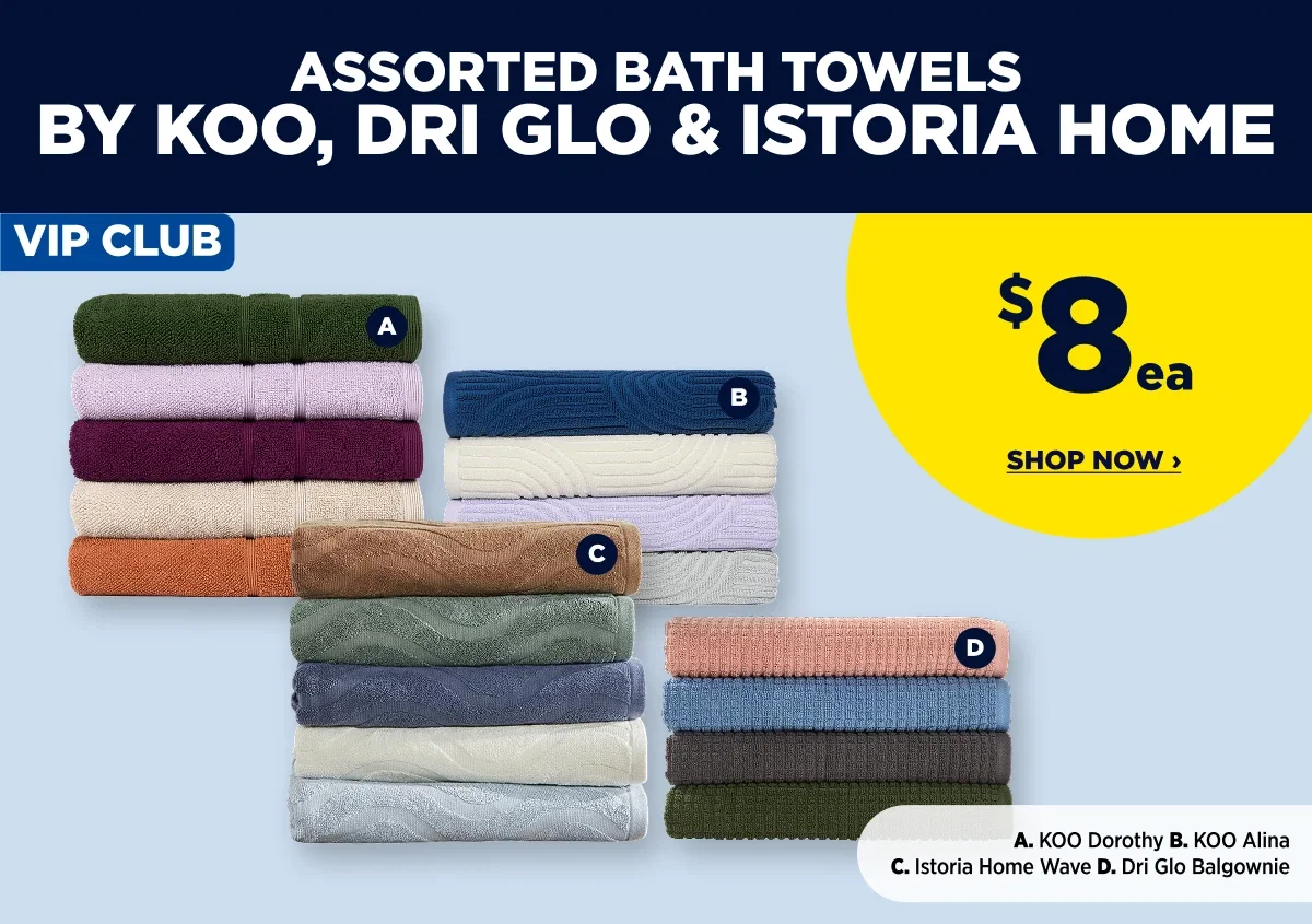 Assorted Bath Towels by Koo, Dri Glo & Istroria Home