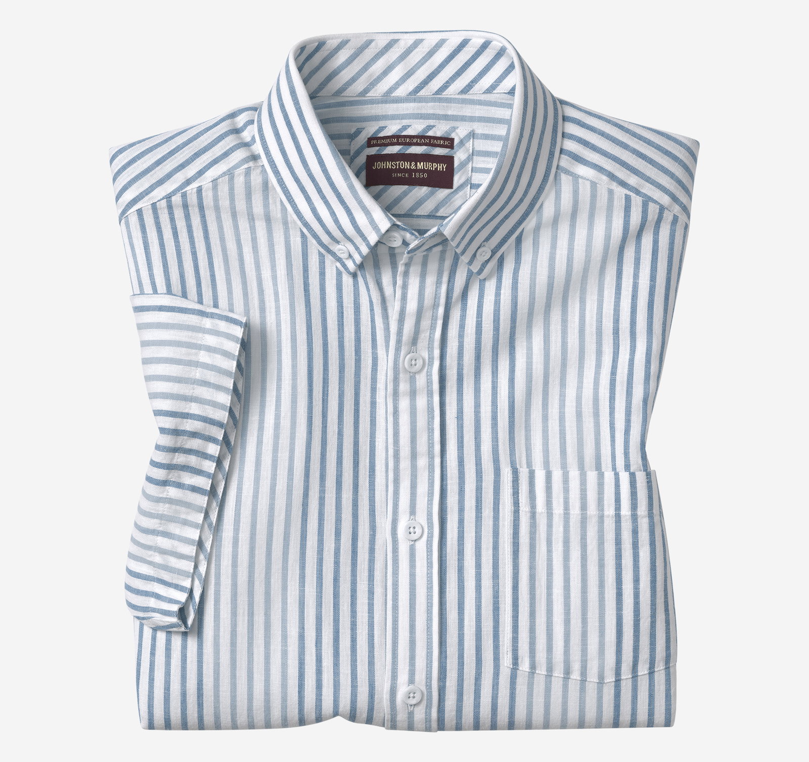 Cotton-Linen Short-Sleeve Print Shirt