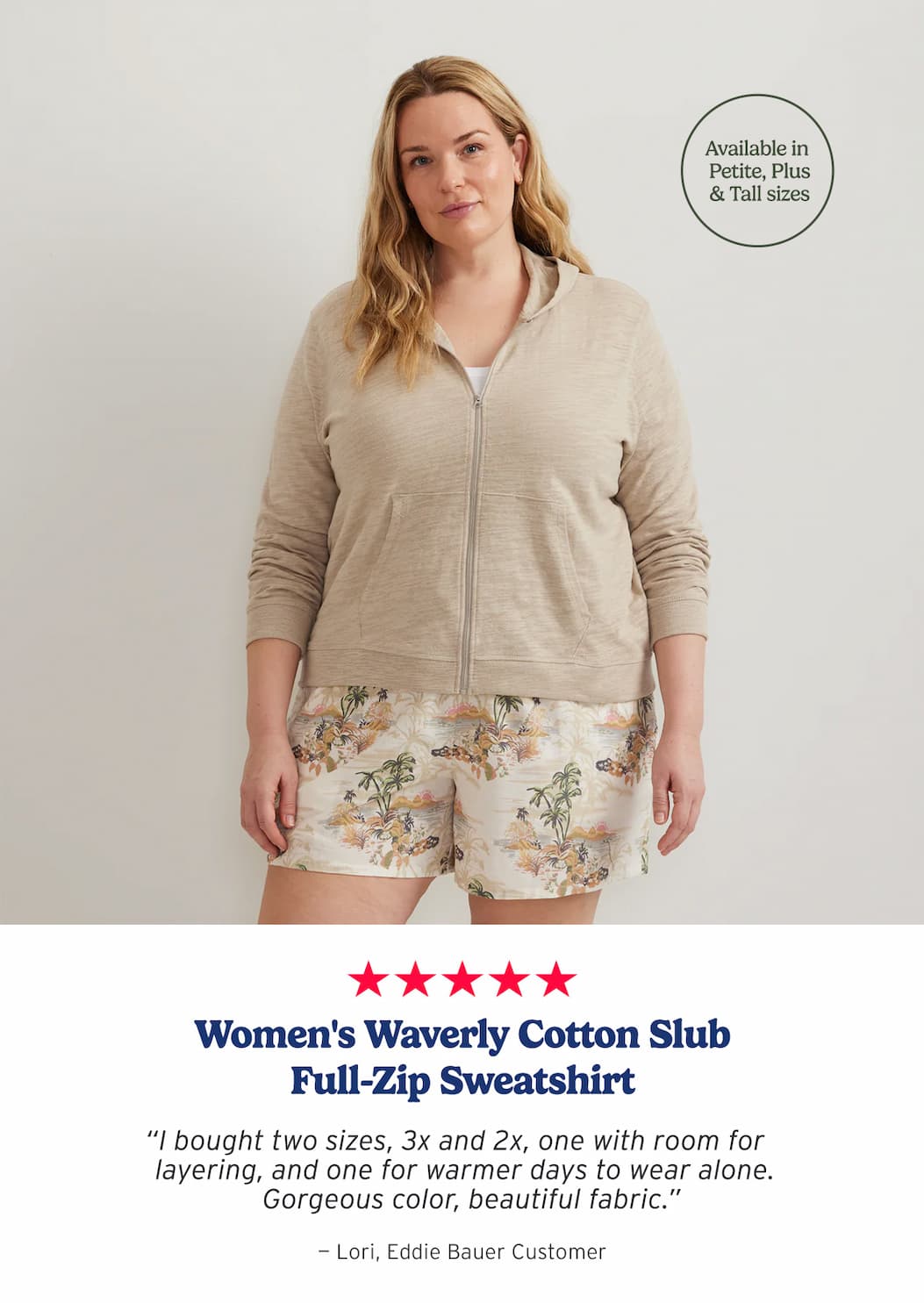 Women's Waverly Cotton Slub Full-Zip Sweatshirt