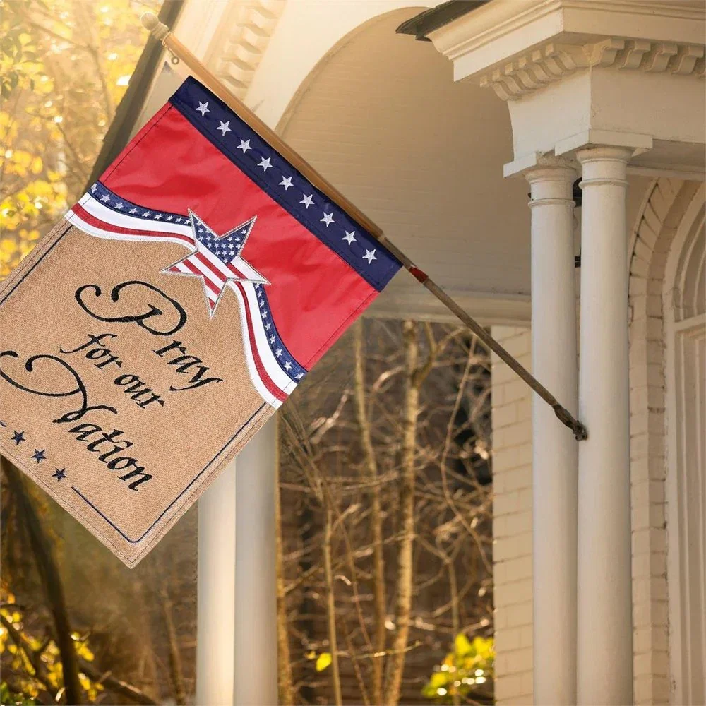 Pray for Our Nation Burlap Flag