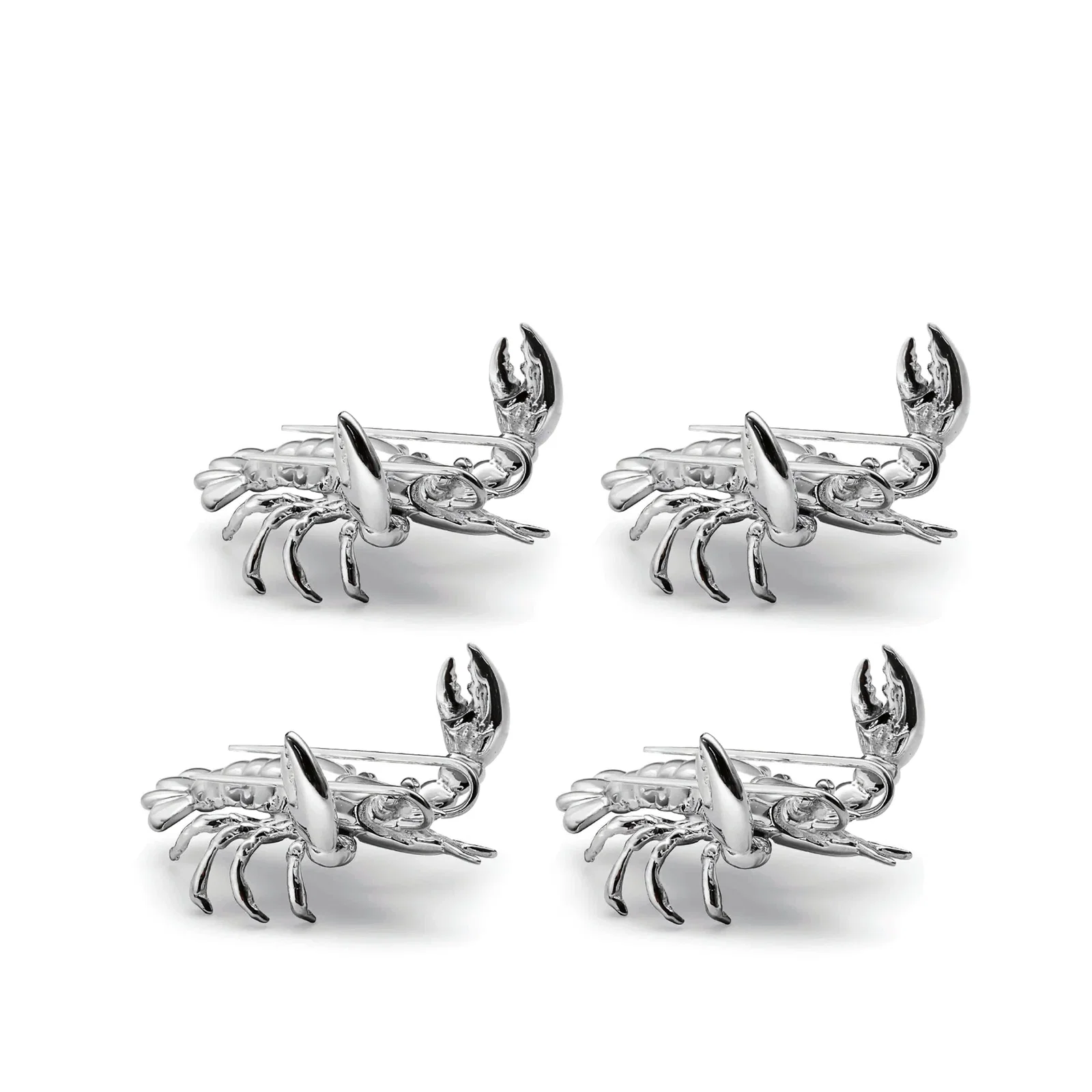Image of LOBSTER PLACE CARD HOLDERS IN STERLING SILVER, SET OF 4