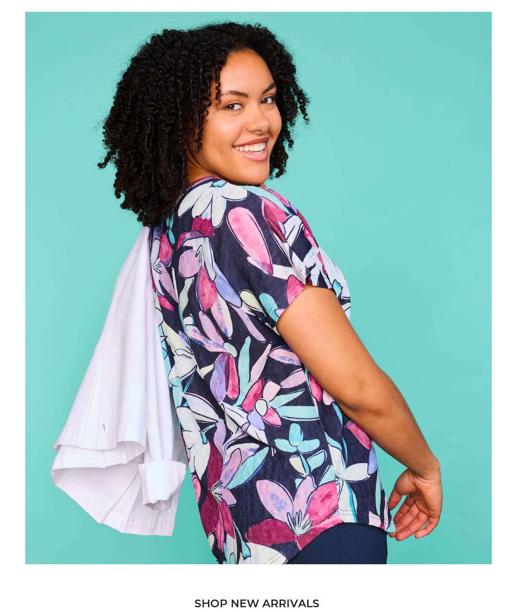 Embellished Painted Floral Print Dolman Tee