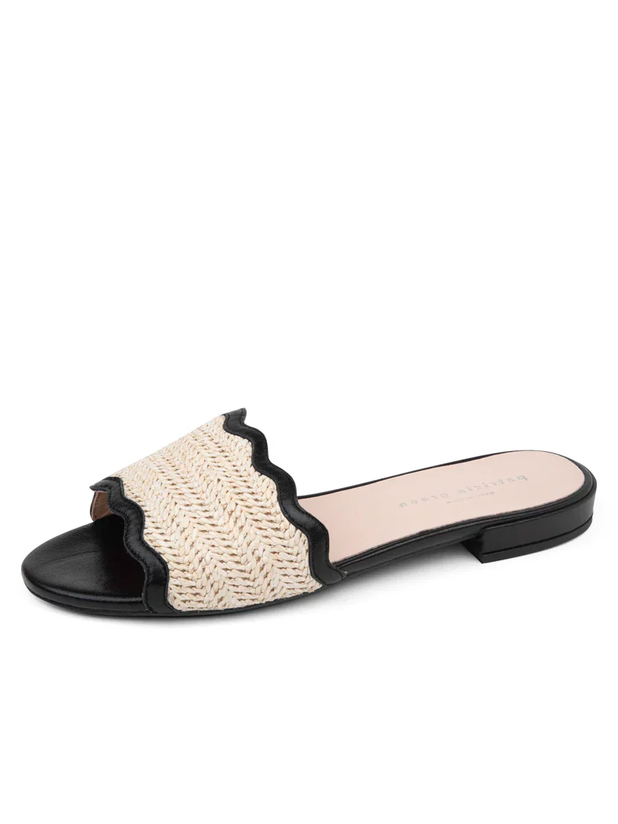 Image of Emma Scalloped Raffia Flat Sandal