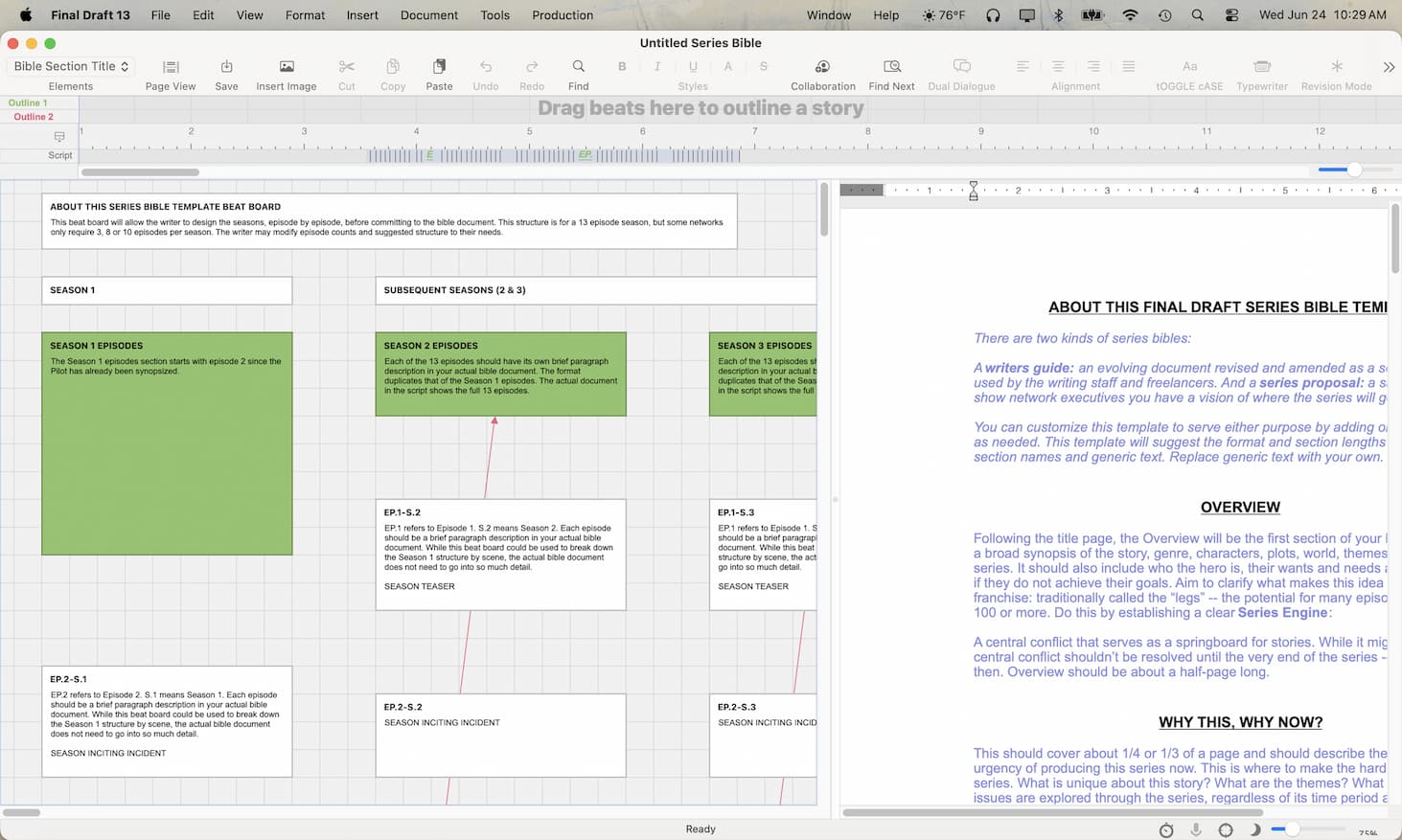 Series Bible Template Screenshot