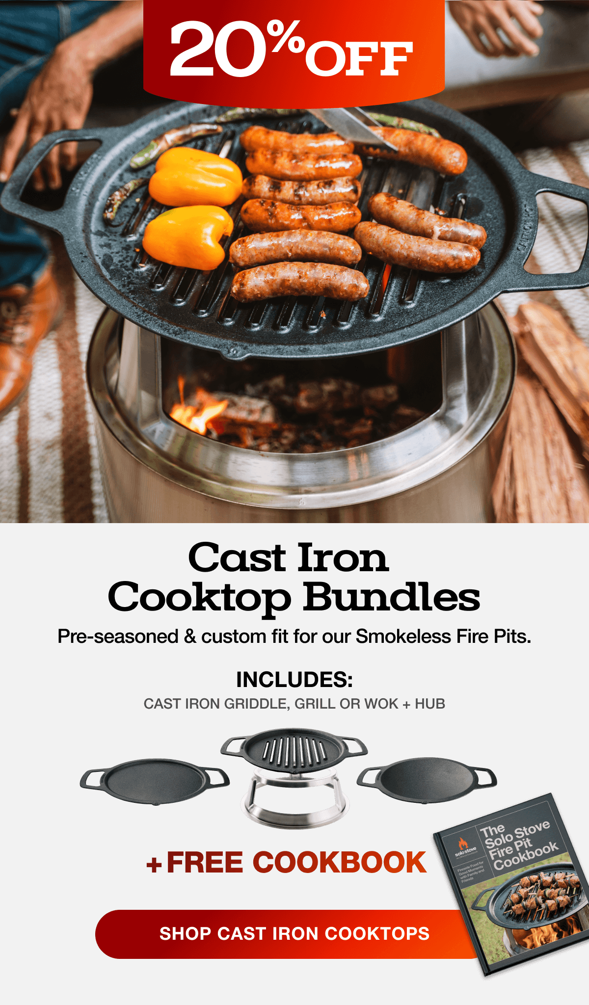 Fire Pit Cast Iron Griddle Top + Hub