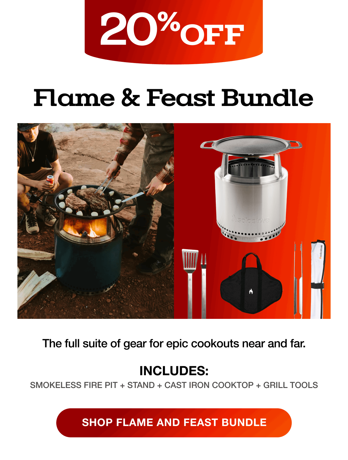 Bonfire 19.5 Fire Pit Flame and Feast Bundle