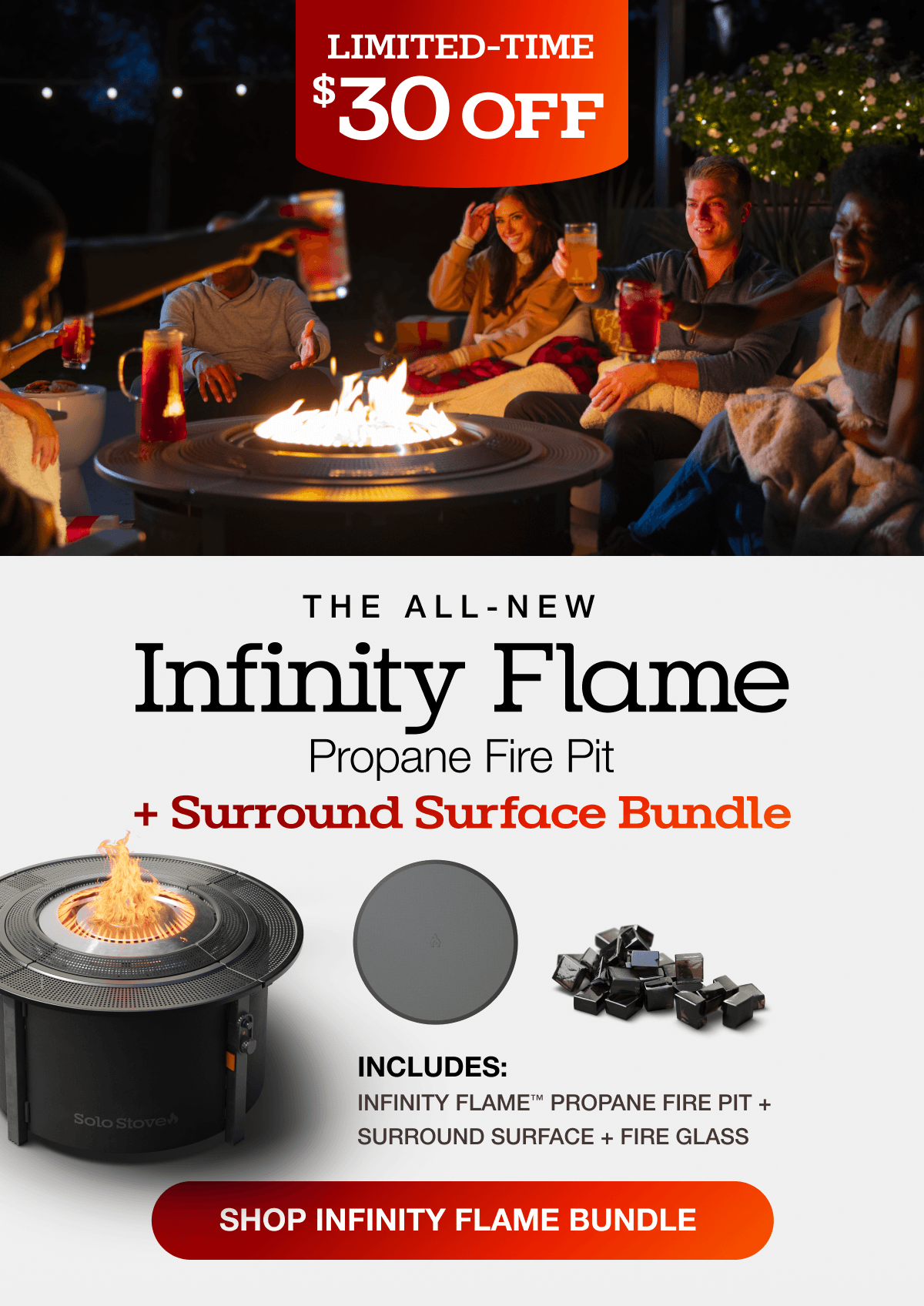 Infinity Flame Propane Fire Pit + Surround Surface