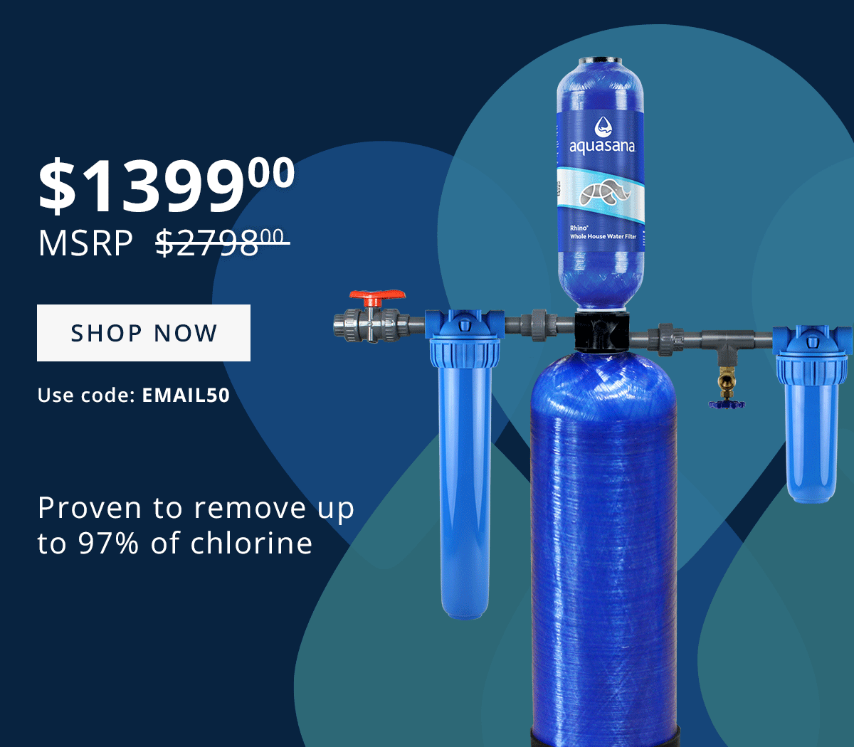 Starting at $1399 - Proven to remove up to 97% of chlorine - 2X the rated flow rate vs. our standard Rhino® - Lasts for up to 1 million gallons or 10 years - WQA certified to NSF/ANSI Standard 61