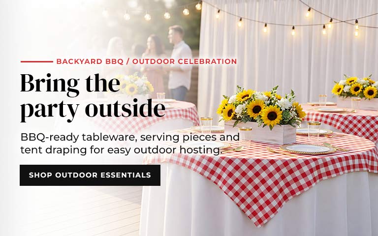 Backyard BBQ and Outdoor Celebration. BBQ-ready tableware, serving pieces and tent draping for easy outdoor hosting. Shop Outdoor Essentials.