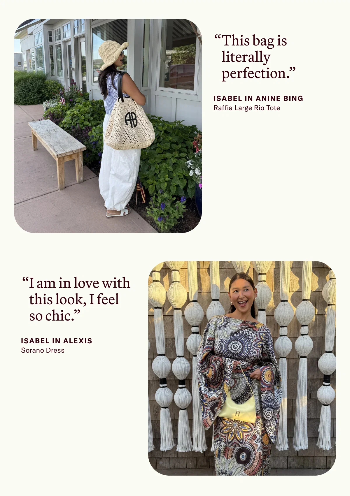 “This bag is literally perfection.” “I am in love with this look, I feel so chic.”