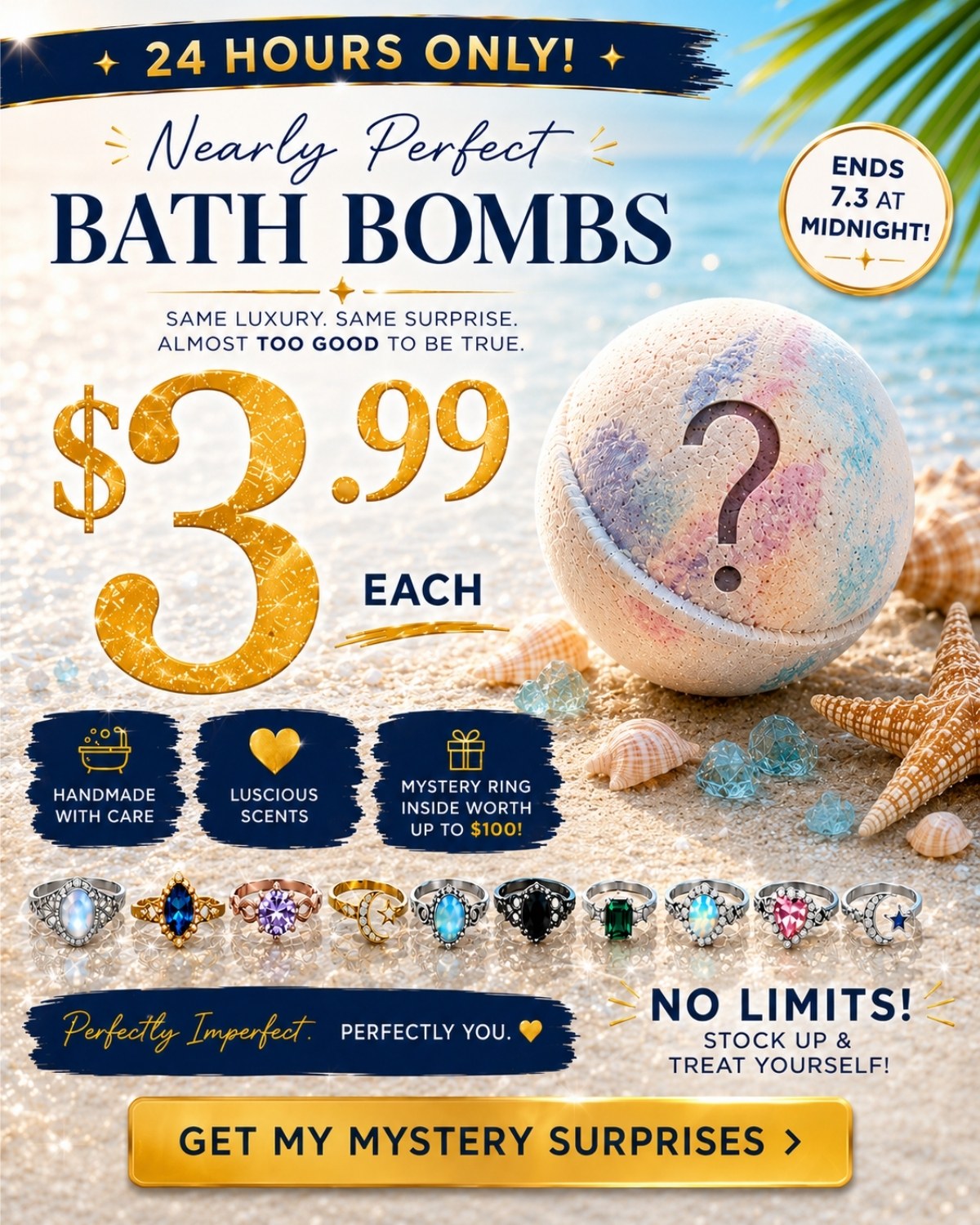 $3.99 Nearly Perfect Bath Bombs - 24 hours only (ends 7.3 at midnight) - No Limits! Stock up & Treat Yourself- Tap to Get Them Now
