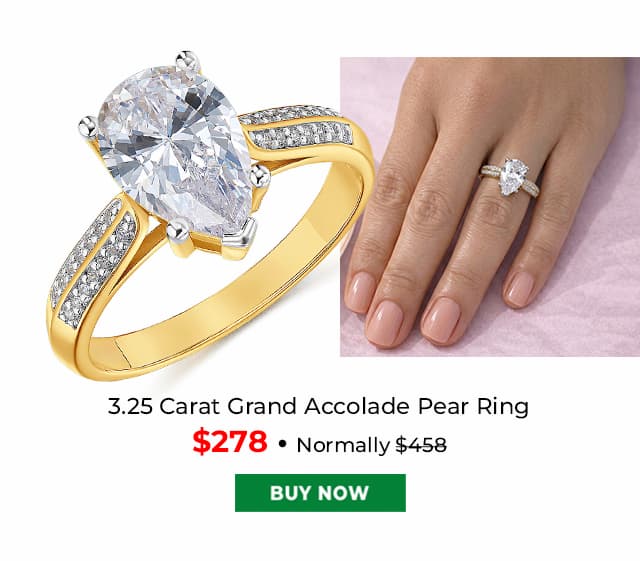 3 25 Carat Grand Accolade Pear Ring Gold Clad