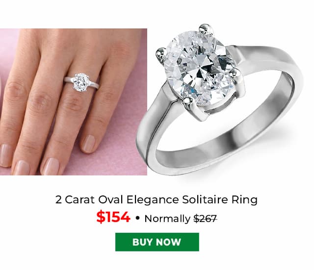 2 Carat Oval Elegance Solitaire Ring Platinum Clad