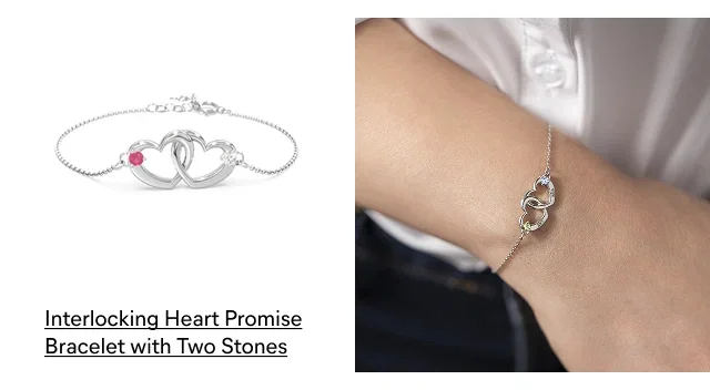 Interlocking Heart Promise Bracelet with Two Stones 