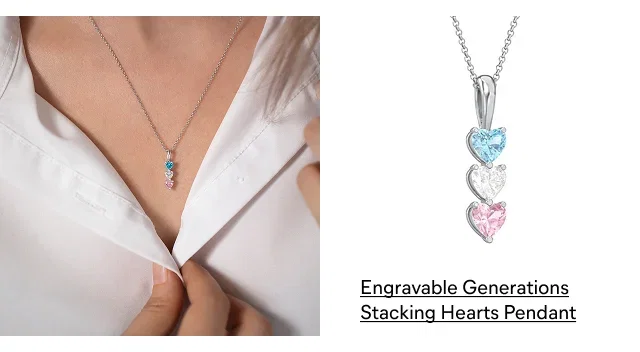 Engravable Generations Stacking Hearts Pendant